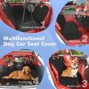 Dog Car Seat Cover for Back Seat, Back Seat Cover for Dogs, Scratchproof Car Hammock for Dogs with Mesh Window,Dog Seat Belt,Washable Pet Seat Cover f