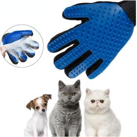 Dog Cat Pet Combs Grooming Deshedding Brush Gloves Effective Cleaning Back Massage Animal Bathing Fur Hair Removal (Metal color: blue, size: 1 Palr)