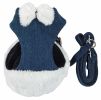 Pet Life Luxe 'Pom Draper' 2-In-1 Mesh Reversed Adjustable Dog Harness-Leash W/ Pom-Pom Bowtie